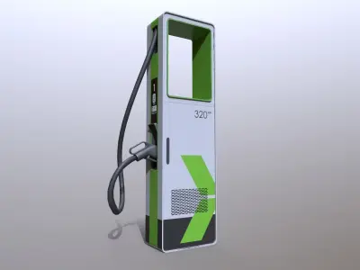 Elektric car charging station Low-poly 3D model
