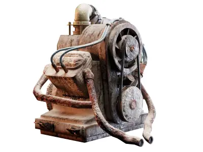 Old rusty vintage car engine vehicle part da1 Low-poly 3D model