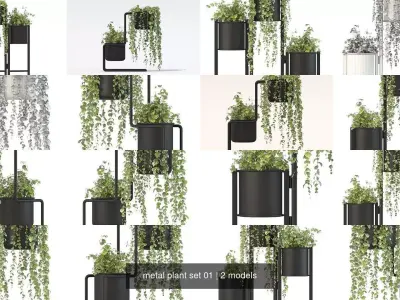 metal plant set 01 3D Model Collection