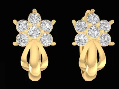 Flower Diamond Hoop Earrings 2422 3D print model
