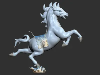 Auspicious clouds flying horses 3D model