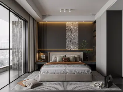 Modern living room dining room bedroom interior scenes 197 3D model