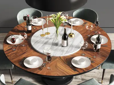 Dining Set room table and chairs 3D model