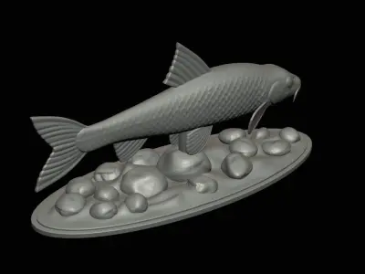 fish gudgeon underwater statue detailed texture 3D print model