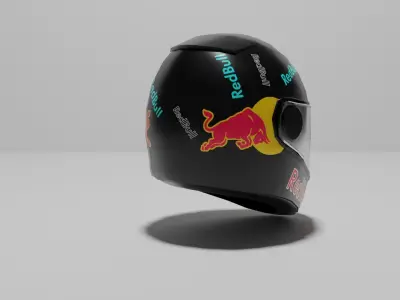 Red bull Helmet Low-poly 3D model