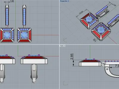 Octagon form earring model 497 3D print model