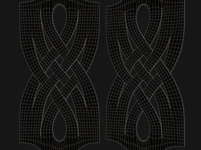 Decorative carved planks 3D model