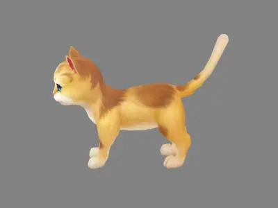 Cartoon Orange Cat  - Yellow Cat Low-poly 3D model