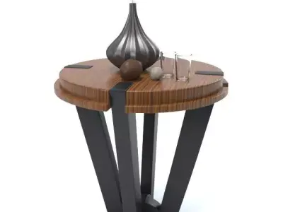 Decorative Set round table with vase on top Free 3D model