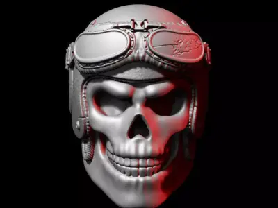 Biker helmet skull vol3 wall home decor art 3D print model