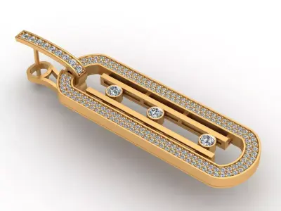 Messika Move Diamond Gold Earrings 3D print model