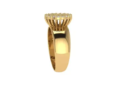 Diamond Cluster Ring 3D Model Chuveirinho Style Jewelry for 3D  3D print model