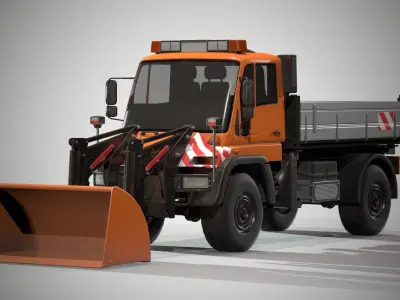 Unimog U500 Front Loader Truck Low-poly 3D model