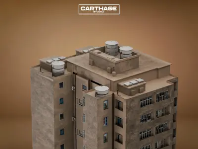 Arabic Neoclassical Tall Residential Complex Building Free low-poly 3D model