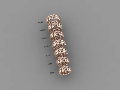 Miami Cuban Ring Models 8 mm wide 6-7-8-9-10-11-12 US Size 3D print model