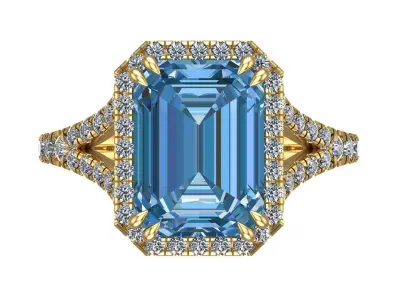 Engagement Ring With Emerald Stone 3D print model