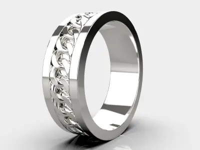 Lady ring with chain size 16 5mm 3D print model