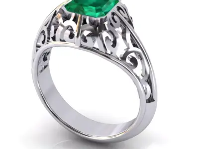 emerald floral jewelry ring  free Free 3D print model