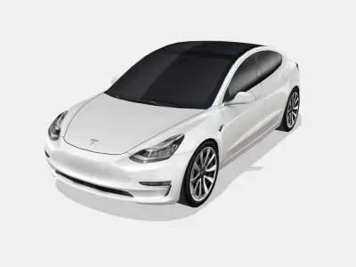 Tesla Model 3 2018 Low-poly 3D model