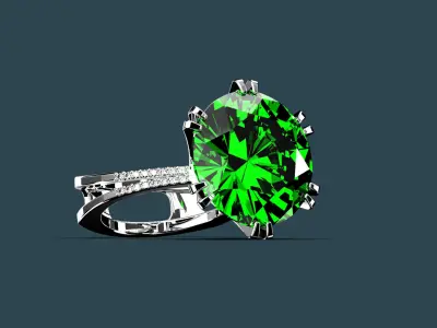 3D model Solitaire Round Cut EL Ring-PV 3D print model