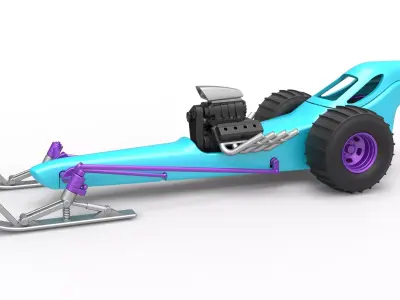 Front engine old school snow dragster Scale 1 to 25 3D print model