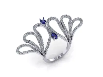 pear and round high jewelry ring 3D print model