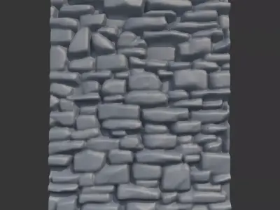 Rubble and Stone Wall Segment 3D model