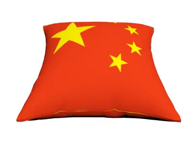 China Flag on Luxury Square cotton Pillow 3D model