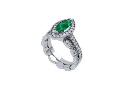 Marquise Ring Bridal Set 3D print model