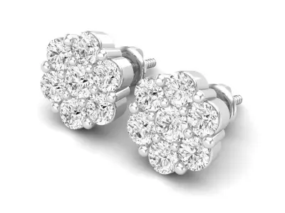 AV 554 Diamond cluster 10 mm earrings 3D print model