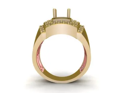 Masculine Square Top Diamond Ring 3D Model for Men 592 3D print model