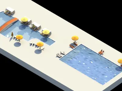 Low Poly Swimming Pools Low-poly 3D model