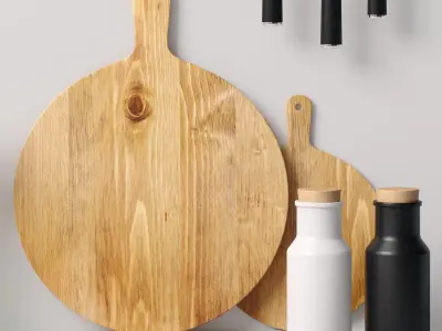 Decor kitchenware rockery shelves Set 91 3D model