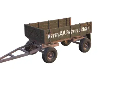 Tractor Haul Trailoer WWII PBR Low-Poly Low-poly 3D model
