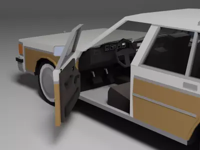 Low Poly 1980s Station Wagon 3D Model Car13 Low-poly 3D model