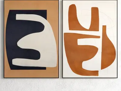 Plaster Two Photo Frame 73 Low-poly 3D model