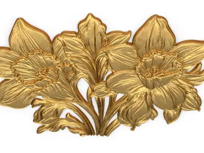 mural classic flowers decor ornament 16 3D model