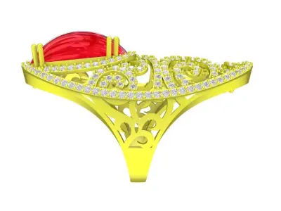 Luxury Asian Oval Ruby Diamond Women Ring 3D Model A5725 3D print model