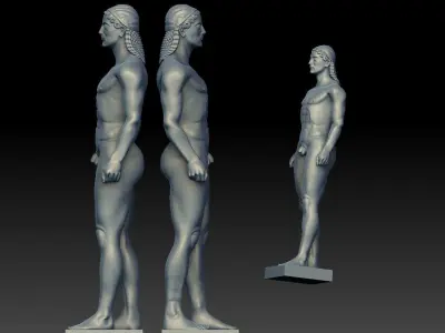 Kouros greek statue of man and woman 3D print model