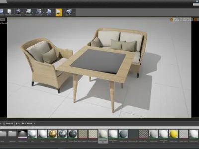 Dedon Summerland Set Beige UE4 3D model