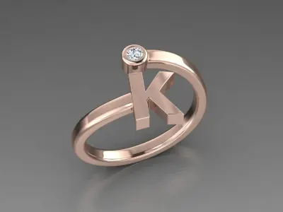 Jewelry Alphabet Ring K 3D print model