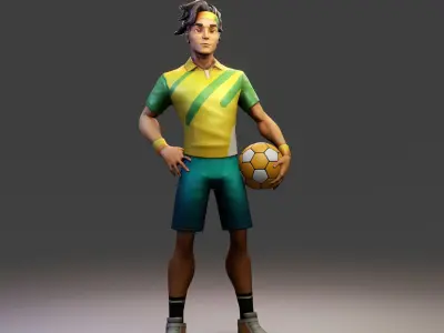 Football Player PBR 3D model Low-poly 3D model