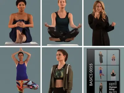 Set of 3D women at the gym and spa 3D model