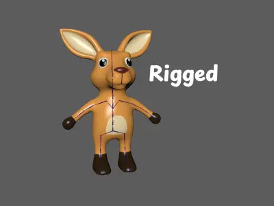 High-Quality 3D Cute Kangaroo - Animated for Games Low-poly 3D model