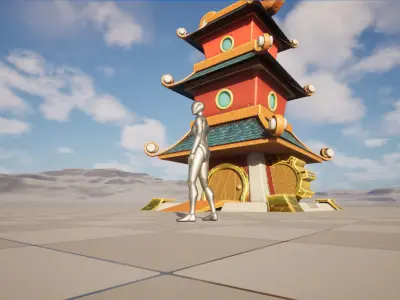 3D Game Asset Designs Asian-Style Castle Low-poly 3D model