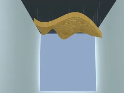 Parametric Wavy Wooden Suspended Ceiling with Grasshopper 3D model