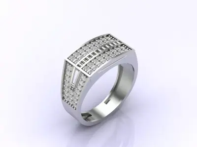 Print Ready STL 3DM  Gents Rings Diamond Men Ring  3D print model 145