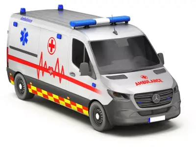 Ambulance Car 1-V5 Low-poly 3D model