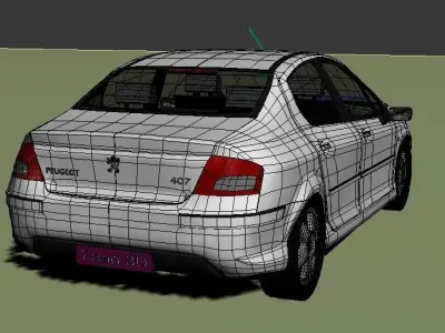 Peugeot 407 Low-poly 3D model