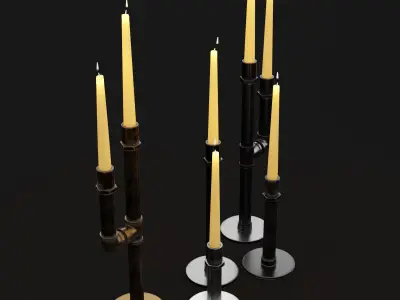 Candlestick set 5 four candlesticks - four candlesticks 3D model